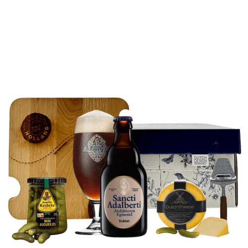 Luxe bier en kaas geschenk Egmondse Dubbel