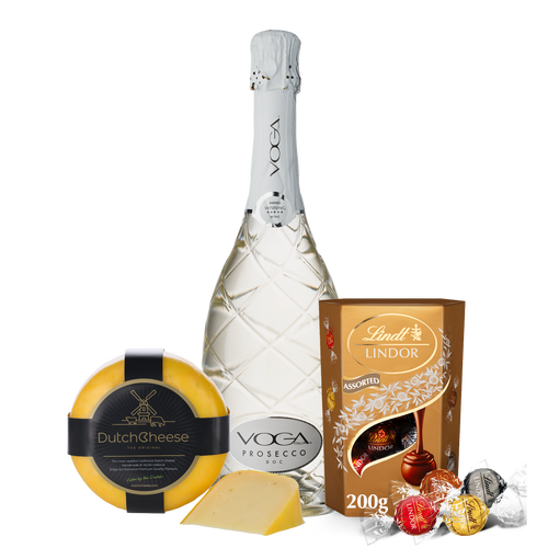 Feestelijk Geschenkpakket Voga Prosecco Kaas en Chocolade